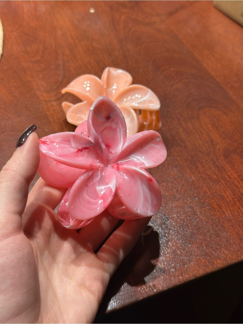 Stone Mountain Accessories Pink Marbled Flower Hair Claw Clip Duo